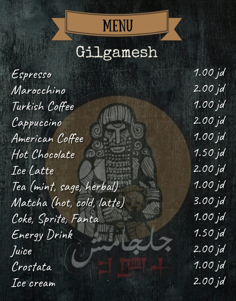 Gilgamesh Art Cafe Menu