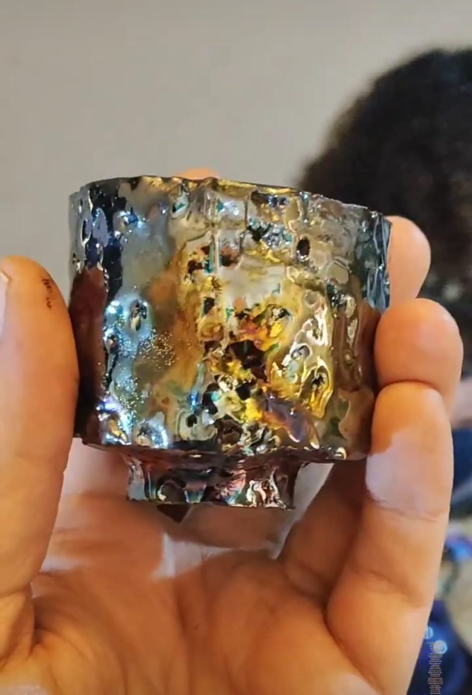 Raku glazed vessel with metallic sheen, Jordan