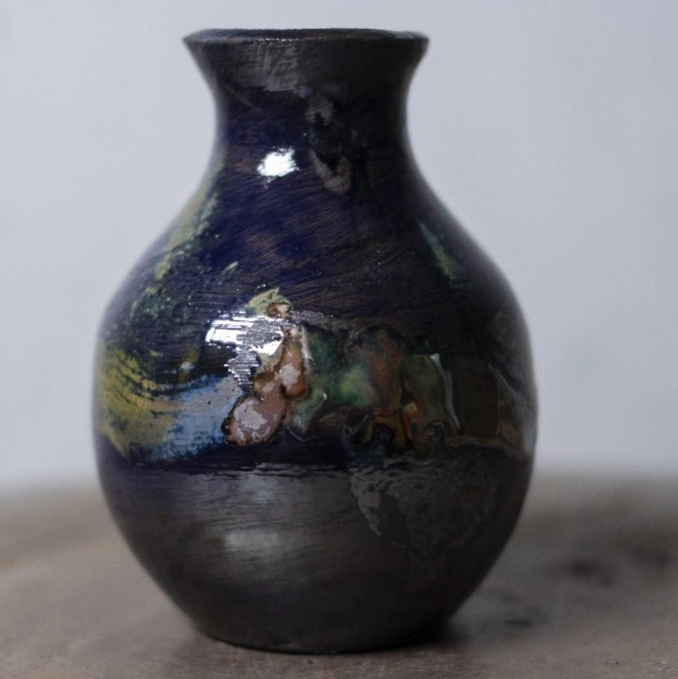 Raku fired piece held in hand at Gilgamesh, Amman